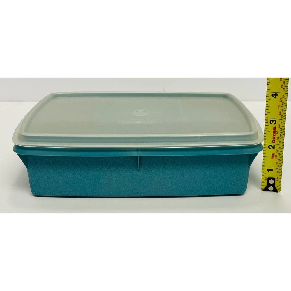Vintage Tupperware TupperCraft Blue Stow & Go Snack Craft Container 767-2 w Lid
